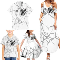 Dartboard Skull Darts Family Matching Summer Maxi Dress and Hawaiian Shirt with Torn Stone Texture and Cracked Marble Design - Wonder Print Shop