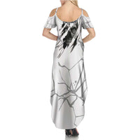 Dartboard Skull Darts Family Matching Summer Maxi Dress and Hawaiian Shirt with Torn Stone Texture and Cracked Marble Design - Wonder Print Shop