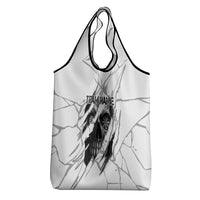 Dartboard Skull Darts Grocery Bag with Torn Stone Texture and Cracked Marble Design - Wonder Print Shop