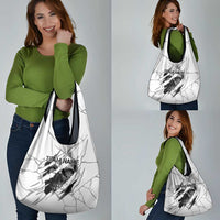 Dartboard Skull Darts Grocery Bag with Torn Stone Texture and Cracked Marble Design - Wonder Print Shop