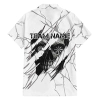 Dartboard Skull Darts Hawaiian Shirt with Torn Stone Texture and Cracked Marble Design - Wonder Print Shop