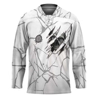 Dartboard Skull Darts Hockey Jersey with Torn Stone Texture and Cracked Marble Design - Wonder Print Shop