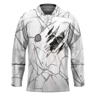 Dartboard Skull Darts Hockey Jersey with Torn Stone Texture and Cracked Marble Design - Wonder Print Shop
