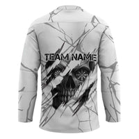 Dartboard Skull Darts Hockey Jersey with Torn Stone Texture and Cracked Marble Design - Wonder Print Shop
