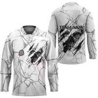 Dartboard Skull Darts Hockey Jersey with Torn Stone Texture and Cracked Marble Design - Wonder Print Shop