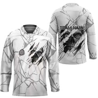 Dartboard Skull Darts Hockey Jersey with Torn Stone Texture and Cracked Marble Design - Wonder Print Shop