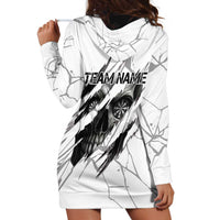 Dartboard Skull Darts Hoodie Dress with Torn Stone Texture and Cracked Marble Design - Wonder Print Shop