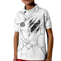 Dartboard Skull Darts Kid Polo Shirt with Torn Stone Texture and Cracked Marble Design - Wonder Print Shop