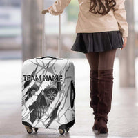 Dartboard Skull Darts Luggage Cover with Torn Stone Texture and Cracked Marble Design - Wonder Print Shop