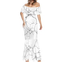 Dartboard Skull Darts Mermaid Dress with Torn Stone Texture and Cracked Marble Design - Wonder Print Shop