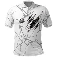 Dartboard Skull Darts Polo Shirt with Torn Stone Texture and Cracked Marble Design - Wonder Print Shop