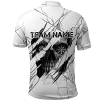 Dartboard Skull Darts Polo Shirt with Torn Stone Texture and Cracked Marble Design - Wonder Print Shop