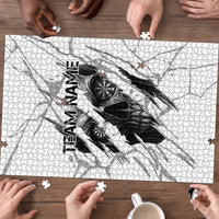 Dartboard Skull Darts Puzzle with Torn Stone Texture and Cracked Marble Design - Wonder Print Shop