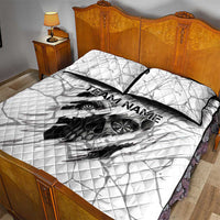 Dartboard Skull Darts Quilt Bed Set with Torn Stone Texture and Cracked Marble Design - Wonder Print Shop