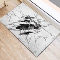 Dartboard Skull Darts Rubber Doormat with Torn Stone Texture and Cracked Marble Design - Wonder Print Shop