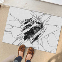 Dartboard Skull Darts Rubber Doormat with Torn Stone Texture and Cracked Marble Design - Wonder Print Shop