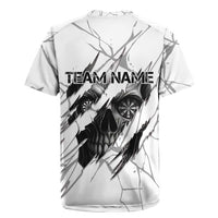 Dartboard Skull Darts Rugby Jersey with Torn Stone Texture and Cracked Marble Design - Wonder Print Shop