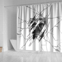 Dartboard Skull Darts Shower Curtain with Torn Stone Texture and Cracked Marble Design - Wonder Print Shop