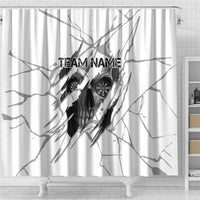 Dartboard Skull Darts Shower Curtain with Torn Stone Texture and Cracked Marble Design - Wonder Print Shop