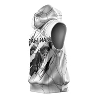 Dartboard Skull Darts Sleeveless Hoodie with Torn Stone Texture and Cracked Marble Design - Wonder Print Shop