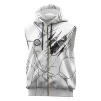 Dartboard Skull Darts Sleeveless Zip Hoodie with Torn Stone Texture and Cracked Marble Design - Wonder Print Shop