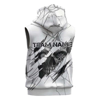 Dartboard Skull Darts Sleeveless Zip Hoodie with Torn Stone Texture and Cracked Marble Design - Wonder Print Shop