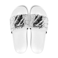 Dartboard Skull Darts Slide Sandals with Torn Stone Texture and Cracked Marble Design - Wonder Print Shop