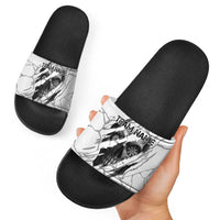 Dartboard Skull Darts Slide Sandals with Torn Stone Texture and Cracked Marble Design - Wonder Print Shop