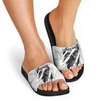 Dartboard Skull Darts Slide Sandals with Torn Stone Texture and Cracked Marble Design - Wonder Print Shop