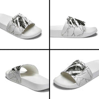 Dartboard Skull Darts Slide Sandals with Torn Stone Texture and Cracked Marble Design - Wonder Print Shop