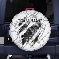 Dartboard Skull Darts Spare Tire Cover with Torn Stone Texture and Cracked Marble Design - Wonder Print Shop