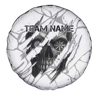 Dartboard Skull Darts Spare Tire Cover with Torn Stone Texture and Cracked Marble Design - Wonder Print Shop