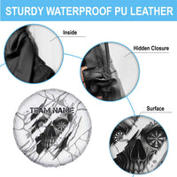 Dartboard Skull Darts Spare Tire Cover with Torn Stone Texture and Cracked Marble Design - Wonder Print Shop