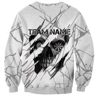 Dartboard Skull Darts Sweatshirt with Torn Stone Texture and Cracked Marble Design - Wonder Print Shop