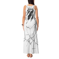 Dartboard Skull Darts Tank Maxi Dress with Torn Stone Texture and Cracked Marble Design - Wonder Print Shop