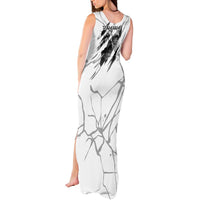 Dartboard Skull Darts Tank Maxi Dress with Torn Stone Texture and Cracked Marble Design - Wonder Print Shop