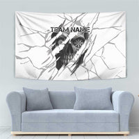 Dartboard Skull Darts Tapestry with Torn Stone Texture and Cracked Marble Design - Wonder Print Shop