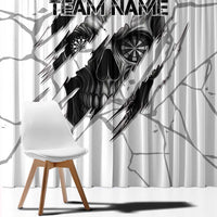 Dartboard Skull Darts Window Curtain with Torn Stone Texture and Cracked Marble Design - Wonder Print Shop