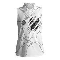 Dartboard Skull Darts Women Sleeveless Polo Shirt with Torn Stone Texture and Cracked Marble Design - Wonder Print Shop