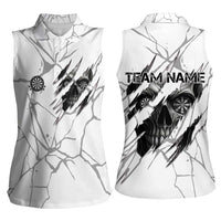 Dartboard Skull Darts Women Sleeveless Polo Shirt with Torn Stone Texture and Cracked Marble Design - Wonder Print Shop