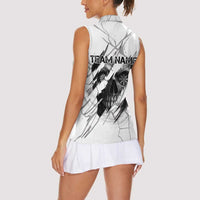 Dartboard Skull Darts Women Sleeveless Polo Shirt with Torn Stone Texture and Cracked Marble Design - Wonder Print Shop