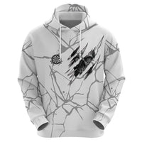 Dartboard Skull Darts Zip Hoodie with Torn Stone Texture and Cracked Marble Design - Wonder Print Shop