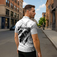 Dartboard Skull Darts Zipper Polo Shirt with Torn Stone Texture and Cracked Marble Design - Wonder Print Shop