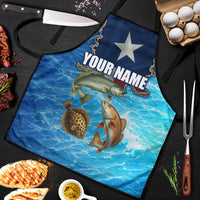 Texas Flag Fishing Apron with Ocean Fish Graphic and Blue Water Background - Wonder Print Shop