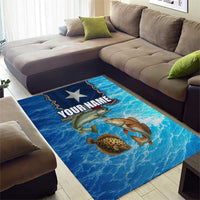 Texas Flag Fishing Area Rug with Ocean Fish Graphic and Blue Water Background - Wonder Print Shop