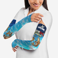 Texas Flag Fishing Arm Sleeves with Ocean Fish Graphic and Blue Water Background - Wonder Print Shop