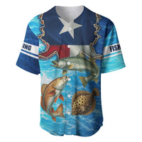 Texas Flag Fishing Baseball Jersey with Ocean Fish Graphic and Blue Water Background - Wonder Print Shop
