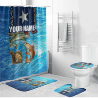 Texas Flag Fishing Bathroom Set with Ocean Fish Graphic and Blue Water Background - Wonder Print Shop