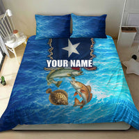 Texas Flag Fishing Bedding Set with Ocean Fish Graphic and Blue Water Background - Wonder Print Shop