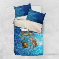 Texas Flag Fishing Bedding Set with Ocean Fish Graphic and Blue Water Background - Wonder Print Shop